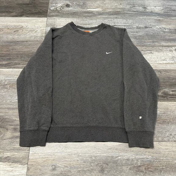 Nike Athletic Dept Club Fleece Gray Mens L Crew Neck Pullover Swoosh Sweatshirt - Picture 1 of 9